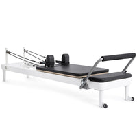 Elina Pilates Nubium Aluminum Reformer - full view, black upholstery