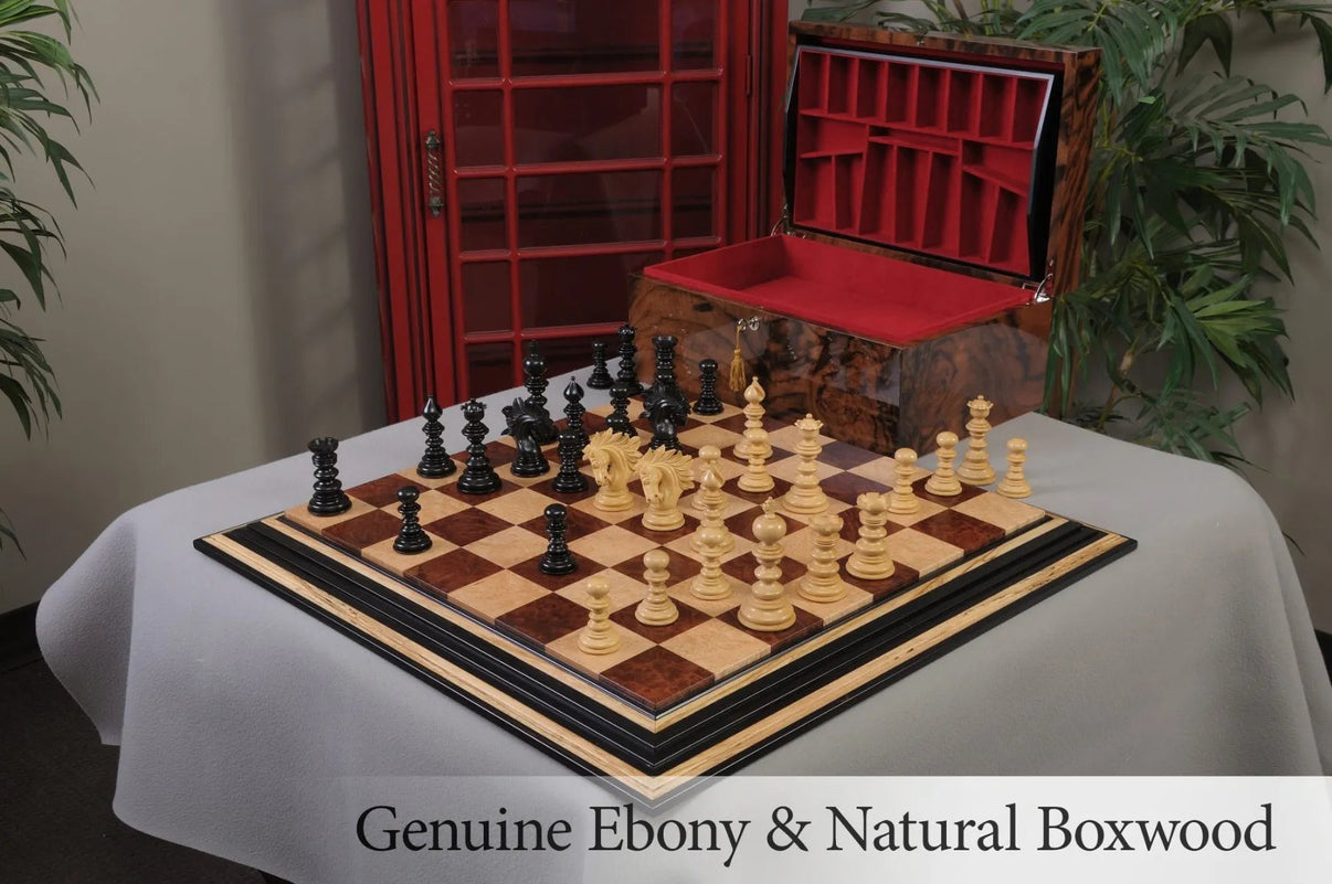 Savano Forever Series luxury wood chess set, box, and board combination - full view