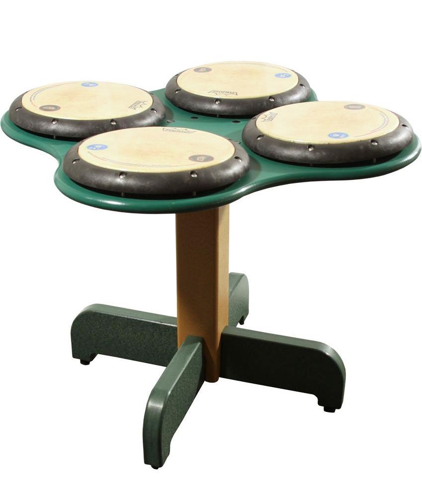 PlayMore Design QuaDDDD Play Drum Table - Green/Cedar front view