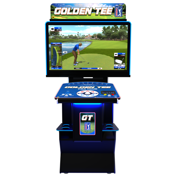 Golden Tee PGA TOUR Clubhouse Deluxe Edition full cabinet front view