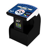 Golden Tee PGA TOUR Showpiece PRO cabinet - front view with pedestal