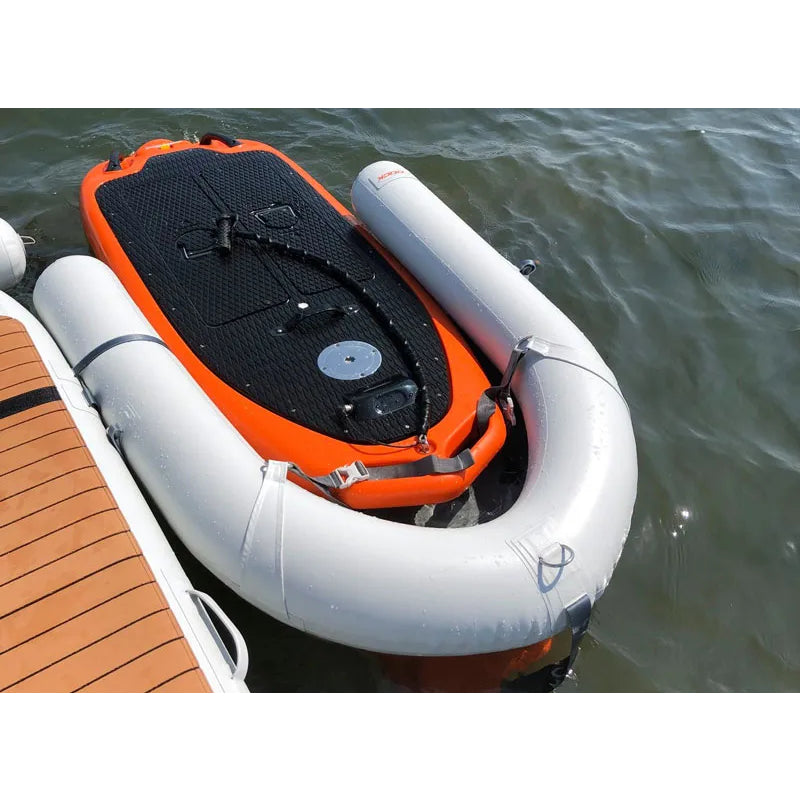 NautiBuoy Sport C-Dock inflatable dock on water with Seabob