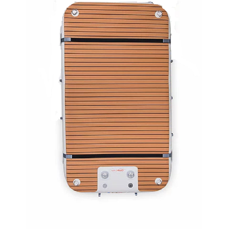 NautiBuoy Sport Teak 375 Platform - side angle view on water