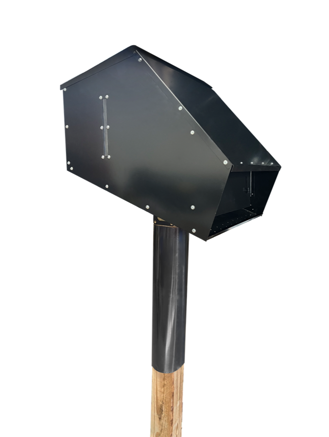 Coonless 555 lb gravity feeder for size comparison - steel construction with raccoon-resistant design