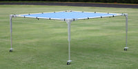 Fisher Athletic OC10 Series Open Chute - 10x10 aluminum football training chute with blue vinyl mesh top