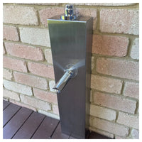 No Worries Showers Push Button Outdoor Foot Wash Station 15 Sec. Delay 316L Marine Grade Stainless Steel Cold Water Only