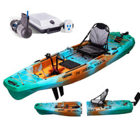 Reel Yaks - 10ft Radar Modular Pedal Drive Fishing Kayak with Bixpy Trolling motor bundle