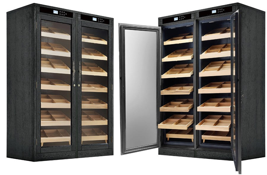 Reagan Lite 4000ct Electronic Cigar Cabinet Humidor in Black Oak finish - group view