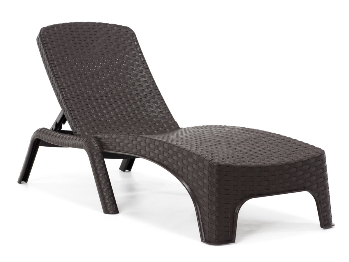 Roma Rattan Sun Lounger in Brown finish - full view