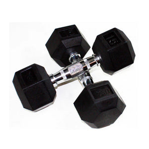 5lb to 75lb Rubber Hex Dumbbell Set w/ Three Tier Rack by Troy Barbell