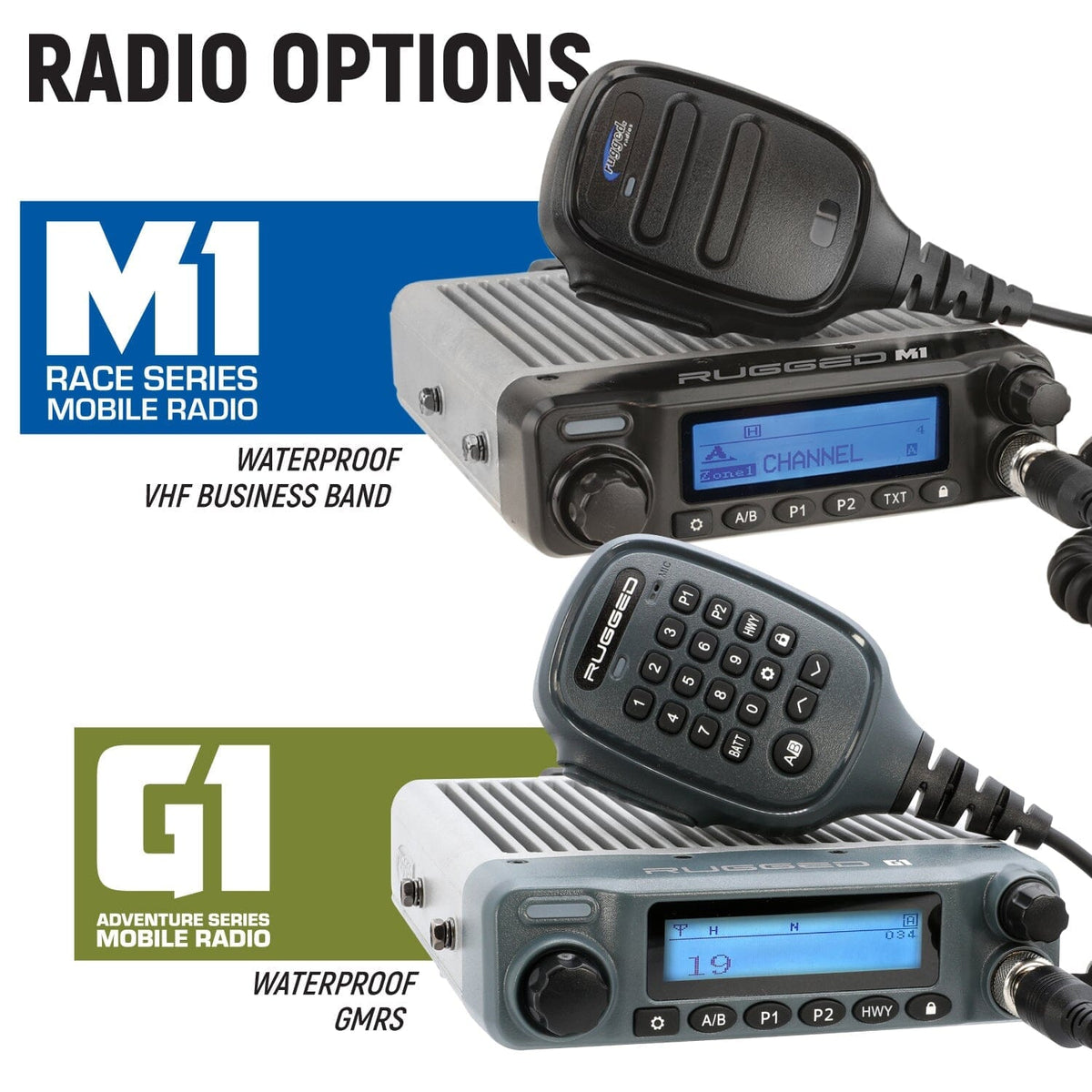 Rugged Radios STX Stereo Remote Head Complete Master Communication Kit with Intercom and 2-Way Radio - full kit view