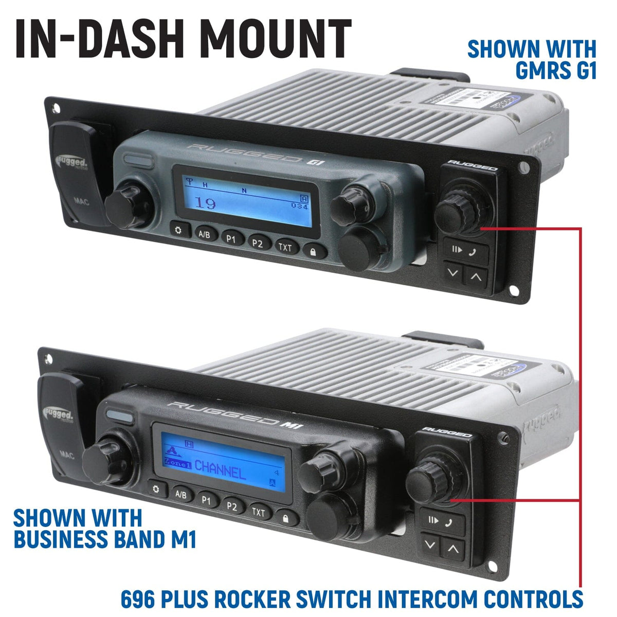 Rugged Radios Yamaha Wolverine RMAX Complete Communication Kit with Rocker Switch Intercom and 2-Way Radio - full kit view
