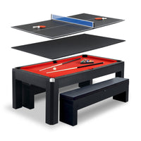 Hathaway Park Avenue 7-ft Pool Table Combo Set with Benches