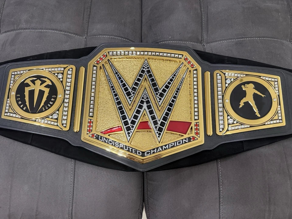 Roman Reigns Autographed Undisputed WWE Championship Replica Title Belt - full belt display