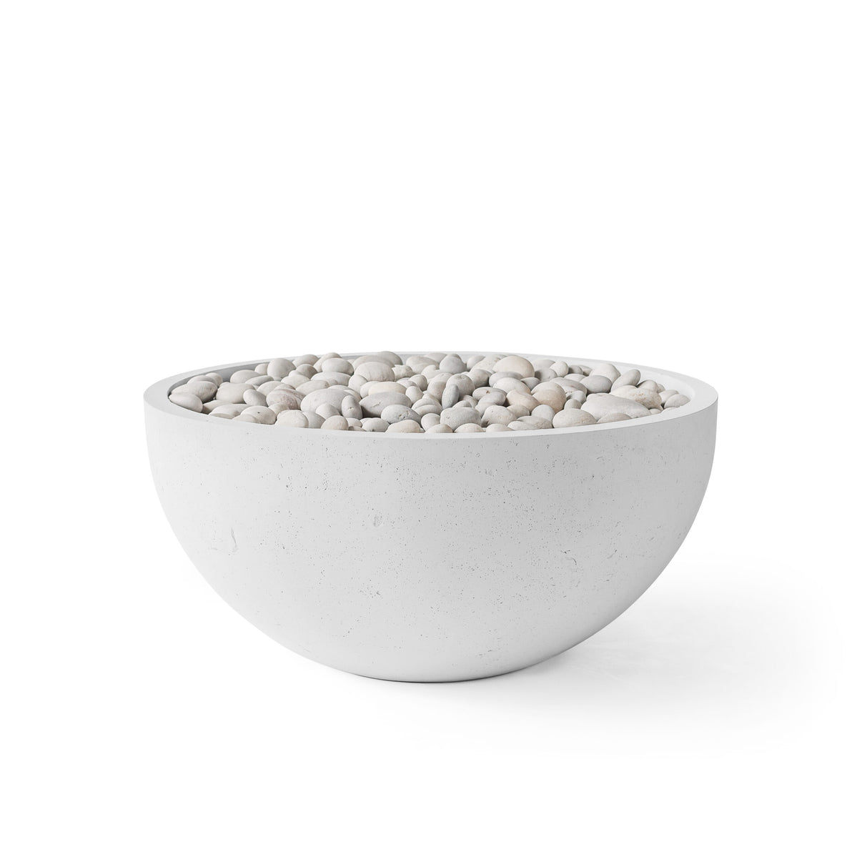 HPC Serenade 32-inch lightweight concrete fire pit in Ash finish with Ivory Beachstone media