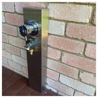No Worries Showers Silver Outdoor Foot Wash Station 316L Marine Grade Stainless Steel, with a Garden Hose Connection & Hot & Cold Mixer