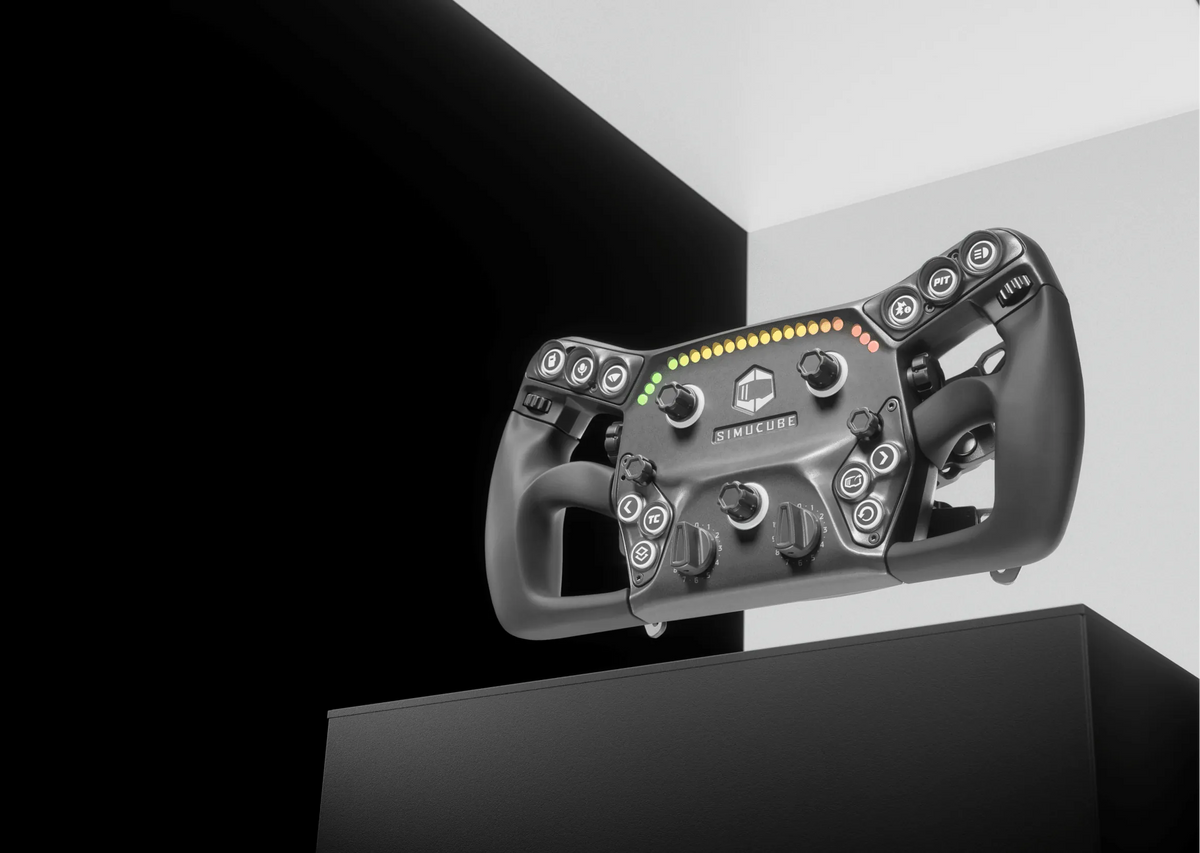 Simucube Savu Pro GT sim racing steering wheel - hero shot front view
