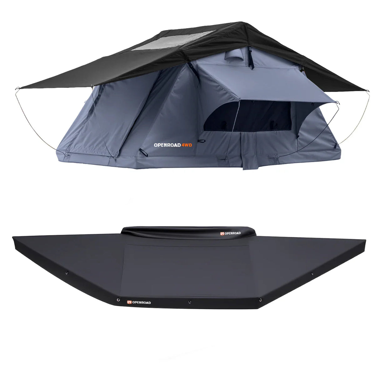 OPENROAD Soft Shell Roof Top Tent with 180-degree awning package