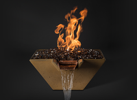 Slick Rock Cascade Square Fire on Glass Bowl with copper scupper and cascading water
