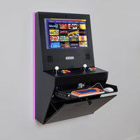 Polycade Sente black arcade cabinet wall-mounted with drawer open