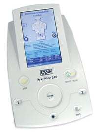 Mettler Sys*Stim 240 portable two channel neuromuscular stimulator front view