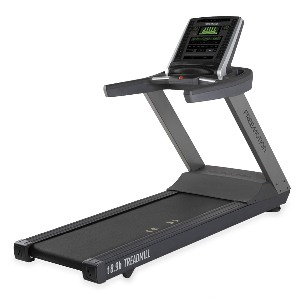 Freemotion t8.9b Commercial Treadmill - three-quarter front view
