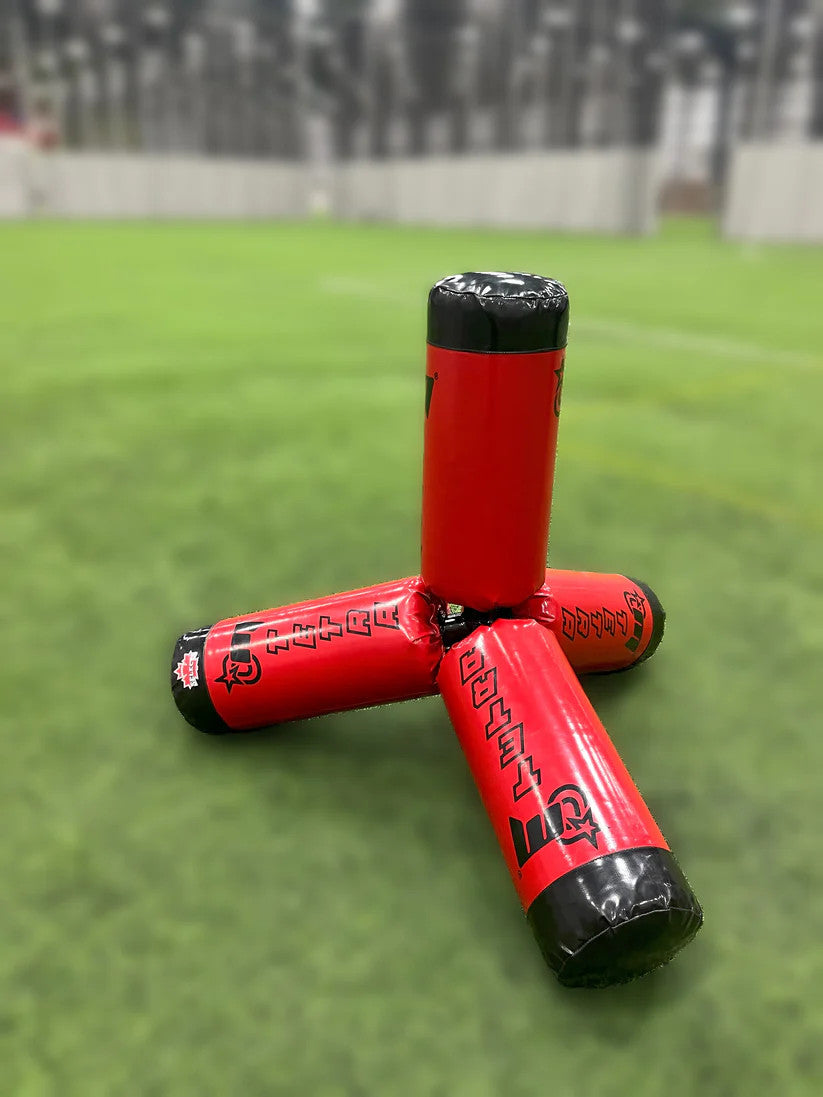 Rogers Athletic Tetra Tackling System - full view of quad football tackling dummy in red