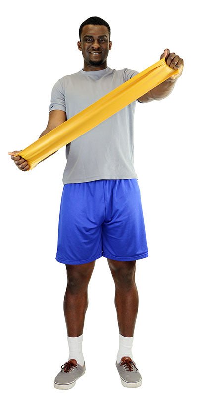 TheraBand Exercise Band Dispenser Boxes - 5-piece set showing all resistance levels