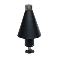 Fire by Design Black Cone Tiki Torch in matte black finish, shown as a permanent gas outdoor torch