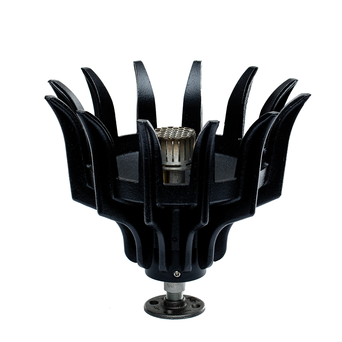 Malumai Automated Tiki Torch with flared island-inspired blades and gas flame by Fire by Design