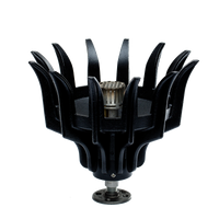 Malumai Automated Tiki Torch with flared island-inspired blades and gas flame by Fire by Design