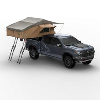 Tuff Stuff Elite Rooftop Tent with Annex Room open showing interior sleeping space
