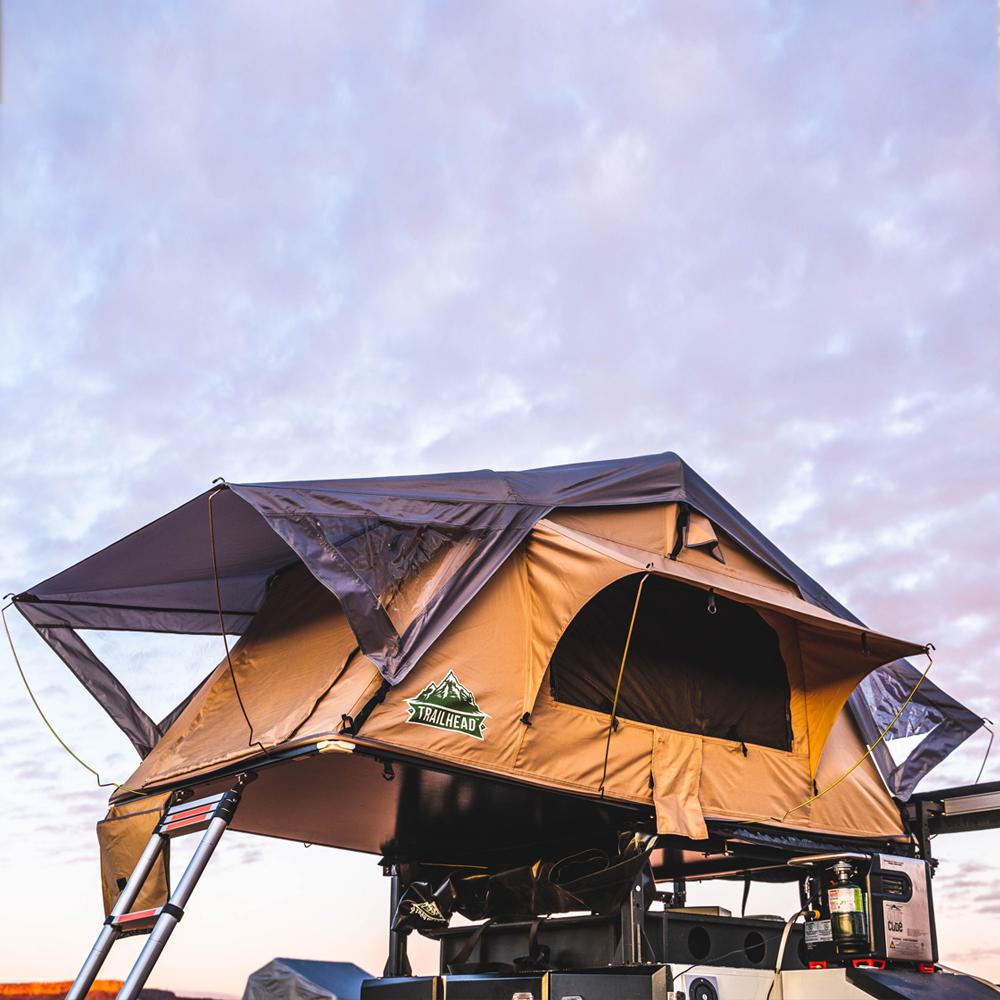 Tuff Stuff Trailhead Rooftop Tent showing mesh windows and ventilation panels