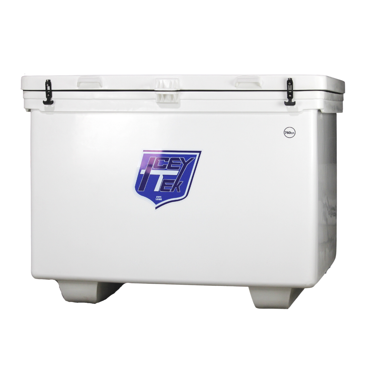 ICEY-TEK 760 Quart Commercial Rotomolded Ice Chest Cooler with Runners - White