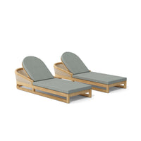 Anderson Teak Catania Sun Lounger Set of 2 - Teak & Wicker with Sunbrella Cushions