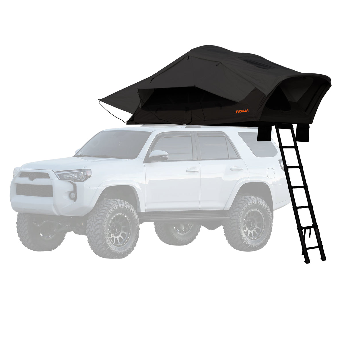 ROAM Vagabond 2.0 Rooftop Tent in Black - With Annex version showing full room