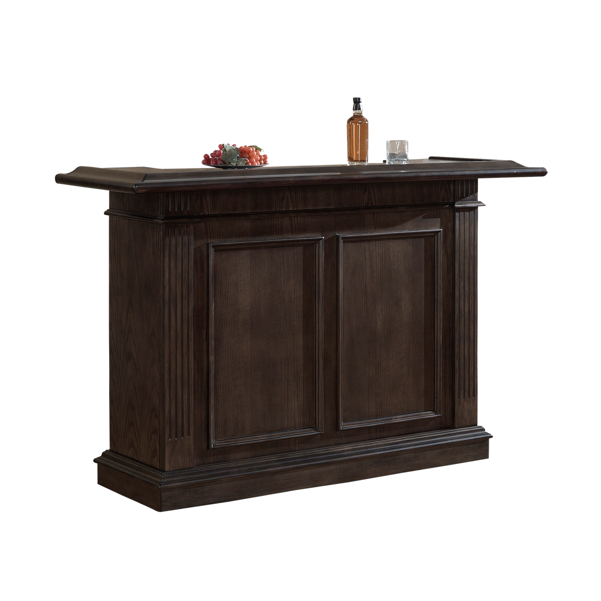 American Heritage Valore Home Bar in Riverbank finish - full front view