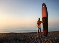 Beau Lake x Vilebrequin 11'6" rigid paddleboard - main hero shot showing full board with rosewood veneer deck