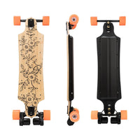 Verreal RS long range electric skateboard with 90mm PU wheels - top view showing full deck and battery enclosure
