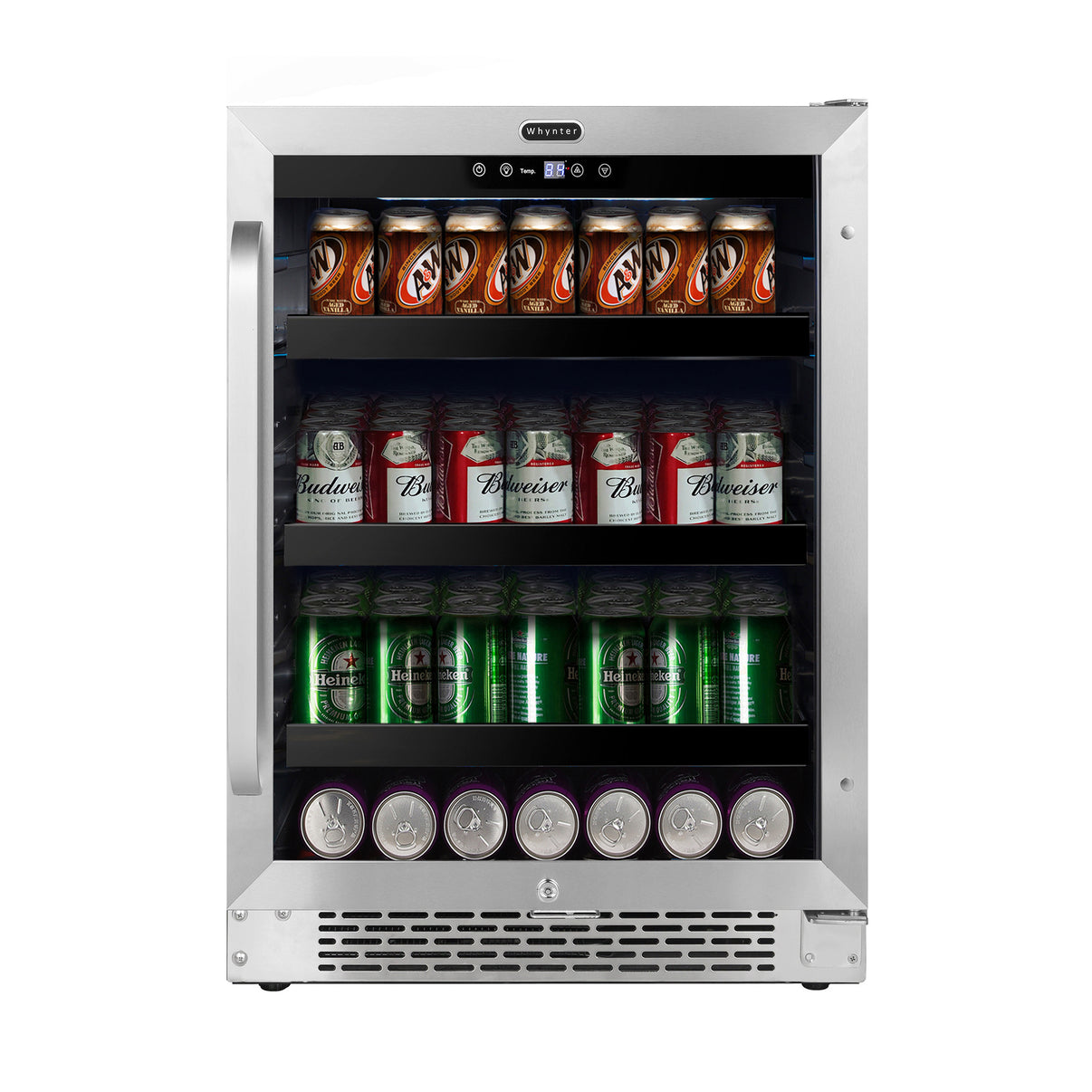 Whynter BBR-148SB 24 inch Built-In 140 Can Stainless Steel Beverage Refrigerator - Front View