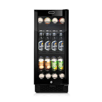 Whynter BBR-801BG beverage refrigerator front view with smoked glass door