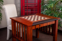 Camaratta Signature Championship Chess Table in Dark Brown leather - full view