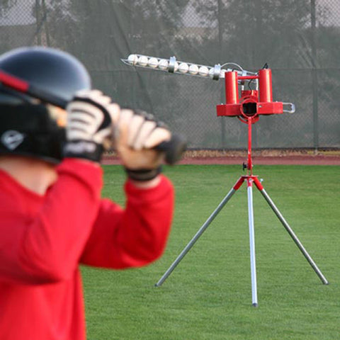 Image of Heater Deuce 75mph Two Wheel Fastball & Curveball Baseball Pitching Machine with Automatic Ball Feeder